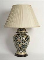 ALEXANDERS  35/46 CM  GOLD ARABESQUE/BLUE TEMPLE JAR LAMP